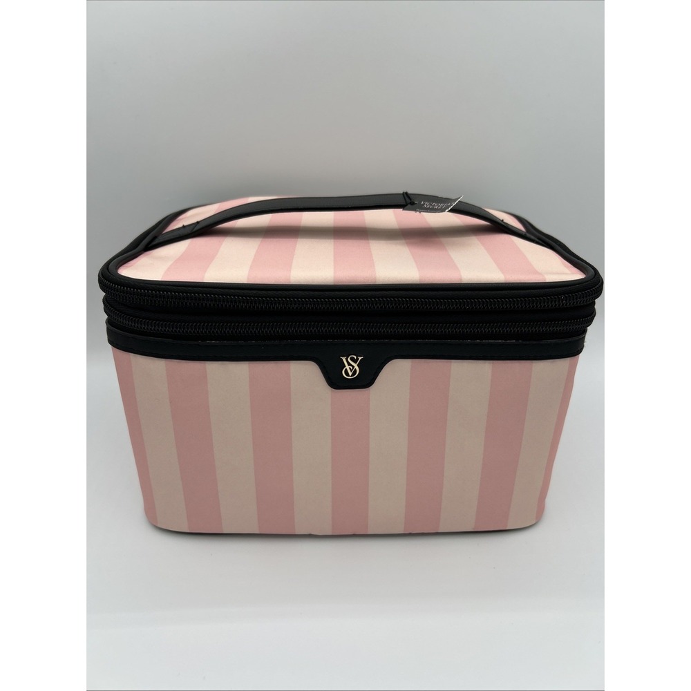 Victoria's Secret Train Case Iconic Stripes Makeup Bag NEW WITH TAGS